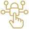 Finger touching digital lock icon illustration.