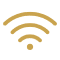 Gold Wi-Fi symbol on black background.
