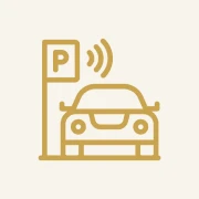 Car parking icon with wireless signal.